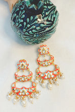 Load image into Gallery viewer, VIRANA ORANGE MEENAKARI EARRINGS freeshipping - CASA ROZEN