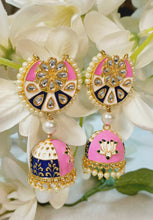 Load image into Gallery viewer, Vehitna Dual Colour Meenakari Art Work Earrings freeshipping - CASA ROZEN