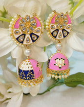 Load image into Gallery viewer, Vehitna Dual Colour Meenakari Art Work Earrings freeshipping - CASA ROZEN