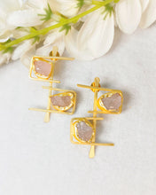 Load image into Gallery viewer, Worah Pink Quartz Natural Stone Earrings freeshipping - CASA ROZEN