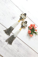 Load image into Gallery viewer, Mocha Balck and White Shaded Shimmer Dangler Earrings freeshipping - CASA ROZEN