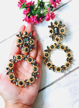 Load image into Gallery viewer, Camisso Glitz Grey Stone Statement Earrings freeshipping - CASA ROZEN