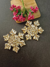 Load image into Gallery viewer, Merilin Golden Shimmer Statement Stud Earrings freeshipping - CASA ROZEN