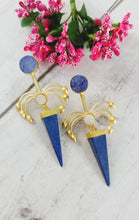 Load image into Gallery viewer, Bisora Blue Natural Druzy Stone Earrings freeshipping - CASA ROZEN