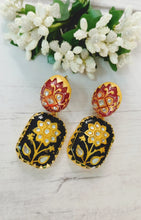 Load image into Gallery viewer, Hazraat Meenakari Art Work On Natural Stone Earrings freeshipping - CASA ROZEN