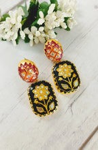 Load image into Gallery viewer, Hazraat Meenakari Art Work On Natural Stone Earrings freeshipping - CASA ROZEN