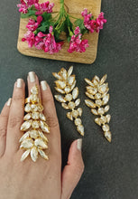 Load image into Gallery viewer, Kairoz Golden Shimer Earrings ane Ring Combo freeshipping - CASA ROZEN