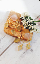 Load image into Gallery viewer, Meronia Pink and Golden Natural Semi Precious Stone Earrings freeshipping - CASA ROZEN