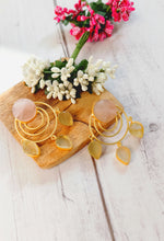 Load image into Gallery viewer, Meronia Pink and Golden Natural Semi Precious Stone Earrings freeshipping - CASA ROZEN