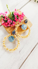 Load image into Gallery viewer, Verissa Blue Waves Rough Tumbles Natural Stone Earrings freeshipping - CASA ROZEN