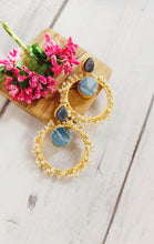 Load image into Gallery viewer, Verissa Blue Waves Rough Tumbles Natural Stone Earrings freeshipping - CASA ROZEN