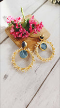 Load image into Gallery viewer, Verissa Blue Waves Rough Tumbles Natural Stone Earrings freeshipping - CASA ROZEN