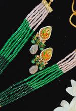 Load image into Gallery viewer, Muglaniya Lac Art Work Semi Precious Stones and Kundan Set freeshipping - CASA ROZEN