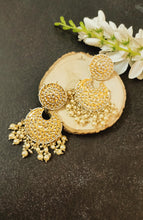 Load image into Gallery viewer, Magadha Champagne Gold Chand Bali Earrings freeshipping - CASA ROZEN