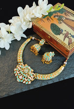 Load image into Gallery viewer, Birsashasa Pastel Pink and Blue Meeenakari Art Work Set freeshipping - CASA ROZEN