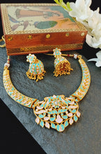 Load image into Gallery viewer, Birsashasa Pastel Pink and Blue Meeenakari Art Work Set freeshipping - CASA ROZEN