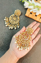 Load image into Gallery viewer, Zovana Golden Chand Bali Earrings freeshipping - CASA ROZEN