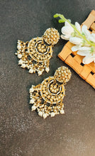 Load image into Gallery viewer, Zovana Golden Chand Bali Earrings freeshipping - CASA ROZEN