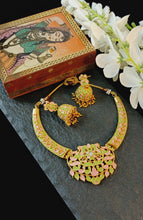 Load image into Gallery viewer, Birsashasa Pastel Green and Pink Meenakari Art Jewellery Set freeshipping - CASA ROZEN