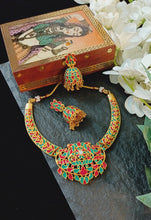 Load image into Gallery viewer, Birsashasa Hot Pink and Turquoise Meenakari Art Jewellery Set freeshipping - CASA ROZEN