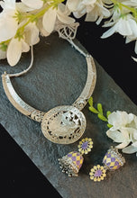 Load image into Gallery viewer, Manoharina Pastel Purple Yellow Meenakari Art Jewellery Set freeshipping - CASA ROZEN