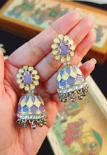 Load image into Gallery viewer, Manoharina Pastel Purple Yellow Meenakari Art Jewellery Set freeshipping - CASA ROZEN