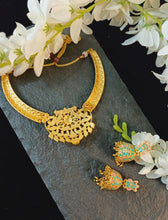 Load image into Gallery viewer, Birsashasa Pastel Peach and Turquoise Meenakari Art Jewellery Set freeshipping - CASA ROZEN