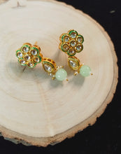 Load image into Gallery viewer, Diwasara Kundan Studded Mint Beaded Choker Jewellery Set freeshipping - CASA ROZEN