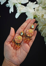 Load image into Gallery viewer, Diwaniya Lac Art Work Semi Precious Stones and Kundan embellished Choker Set freeshipping - CASA ROZEN