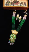 Load image into Gallery viewer, Muglaniya Lac Art Work Semi Precious Stones and Kundan Set freeshipping - CASA ROZEN