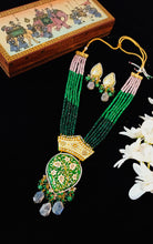 Load image into Gallery viewer, Muglaniya Lac Art Work Semi Precious Stones and Kundan Set freeshipping - CASA ROZEN