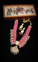 Load image into Gallery viewer, Waratak Lac Art Work Semi Precious Stones and Kundan Long Set freeshipping - CASA ROZEN