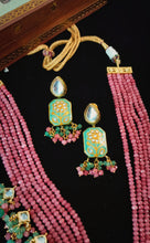 Load image into Gallery viewer, Waratak Lac Art Work Semi Precious Stones and Kundan Long Set freeshipping - CASA ROZEN