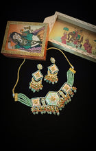 Load image into Gallery viewer, Balochi Lac Art Work Semi Precious Stones and Kundan Choker Set freeshipping - CASA ROZEN