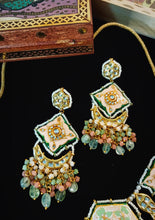 Load image into Gallery viewer, Balochi Lac Art Work Semi Precious Stones and Kundan Choker Set freeshipping - CASA ROZEN