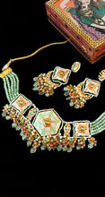 Load image into Gallery viewer, Balochi Lac Art Work Semi Precious Stones and Kundan Choker Set freeshipping - CASA ROZEN