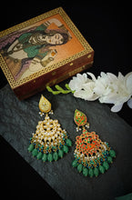 Load image into Gallery viewer, Mayavi Lac Art Work Semi Precious Stone Earrings freeshipping - CASA ROZEN