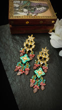 Load image into Gallery viewer, Jodhasa Lac Art Work Semi Precious Stone Earrings freeshipping - CASA ROZEN