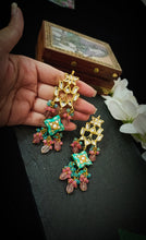 Load image into Gallery viewer, Jodhasa Lac Art Work Semi Precious Stone Earrings freeshipping - CASA ROZEN