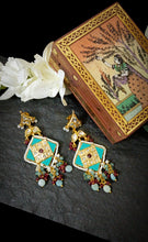 Load image into Gallery viewer, Sevaai Lac Art Work Semi Precious Stone Earrings freeshipping - CASA ROZEN