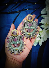 Load image into Gallery viewer, Mayan Moho Ruby Pink Stone Embellished Statement Earrings freeshipping - CASA ROZEN
