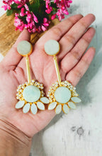 Load image into Gallery viewer, Kerossa Pastel Mint Natural Semi Precious Tumble Stone Earrings freeshipping - CASA ROZEN