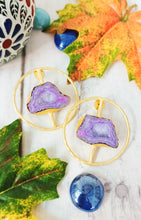Load image into Gallery viewer, Scala Orchid Purple Window Druzy Stone Earrings freeshipping - CASA ROZEN