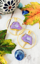 Load image into Gallery viewer, Scala Orchid Purple Window Druzy Stone Earrings freeshipping - CASA ROZEN