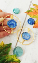 Load image into Gallery viewer, Scala Sera Blue Window Druzy Earrings freeshipping - CASA ROZEN