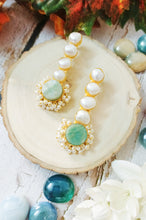 Load image into Gallery viewer, Gavvira Semi Precious Green Tumble Stone and Mother Of Pearls Earrings freeshipping - CASA ROZEN