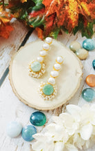 Load image into Gallery viewer, Gavvira Semi Precious Green Tumble Stone and Mother Of Pearls Earrings freeshipping - CASA ROZEN