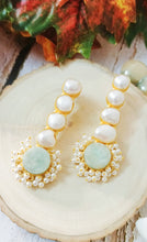Load image into Gallery viewer, Livanta Semi Precious Mint Tumble Stone and Mother of Pearls Earrings freeshipping - CASA ROZEN