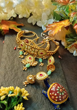 Load image into Gallery viewer, Viyaasa Statement Kundan 18k Gold Plated Choker Set freeshipping - CASA ROZEN