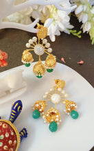 Load image into Gallery viewer, Moraso Green Tri Tokri Earrings freeshipping - CASA ROZEN
